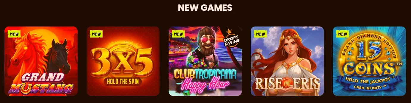 Seleção de novos jogos de slot no cassino